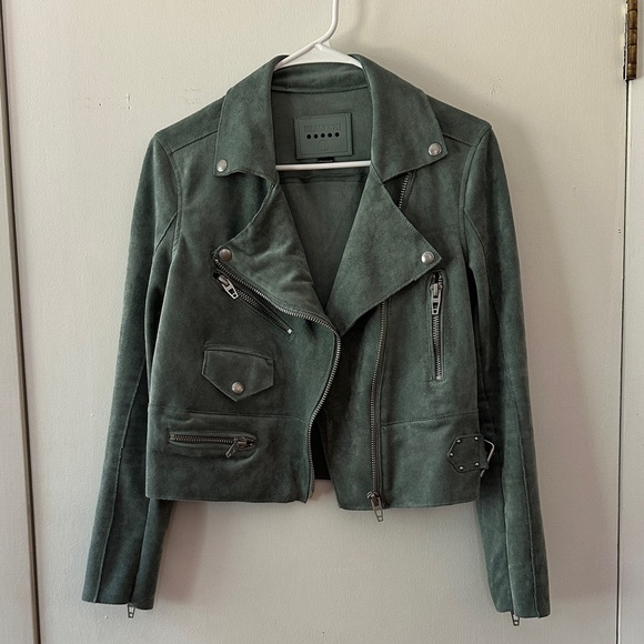 BLANKNYC Anthropologie Green Suede Women's Biker / Moto Jacket - Picture 1 of 5